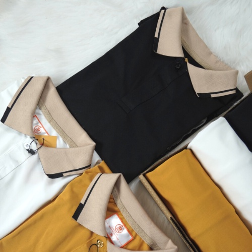 Polo nam đen trắng vàng