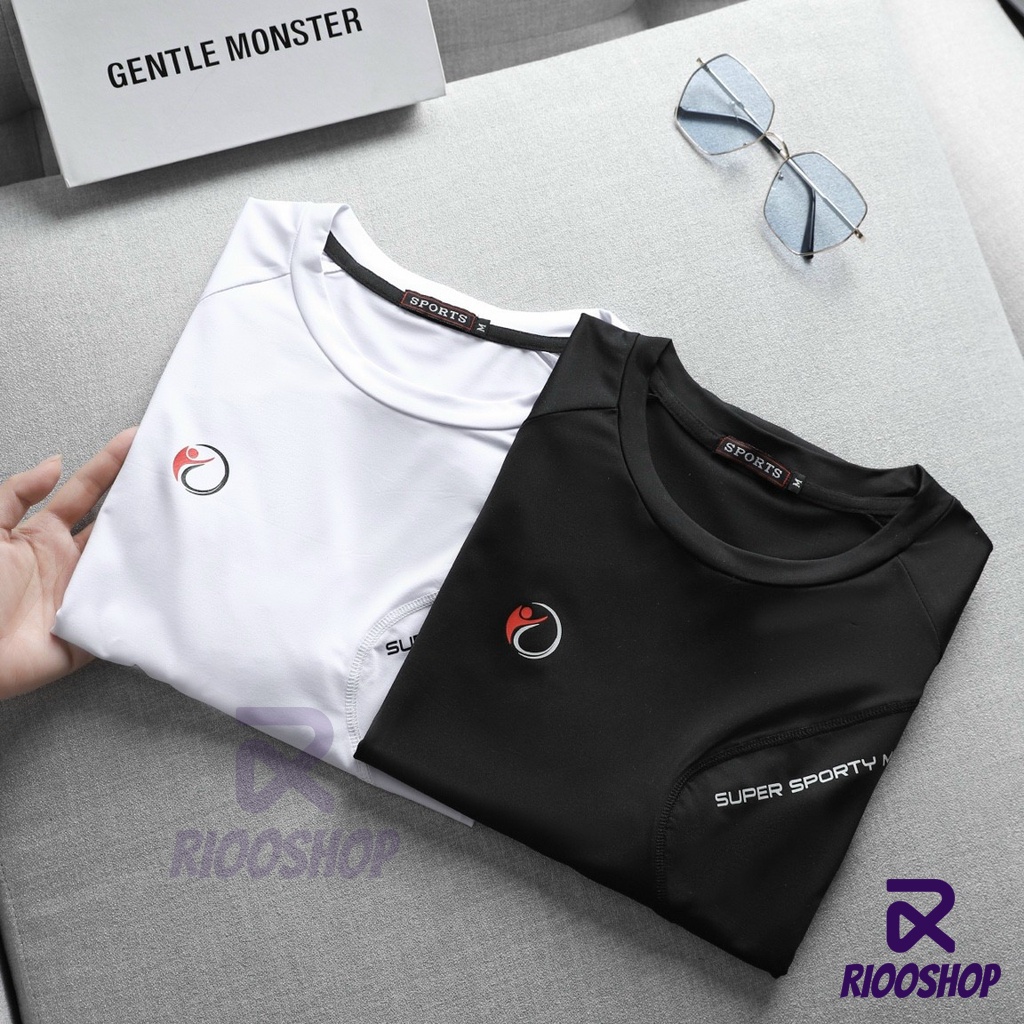 Áo phông thể thao nam đẹp, áo thun lạnh tập gym, đá bóng, đi bộ, thể dục RIOOSHOP RTS005 màu trắng, đen