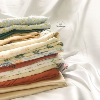 scrunchies hoa nhí vải đũi xốp, dây buộc tóc cao cấp hàng thiết kế