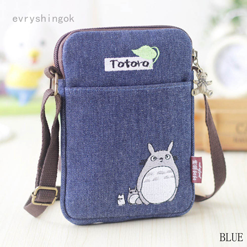 Túi Đeo Chéo Đựng Điện Thoại / Tiền Xu / Điện Thoại Bằng Vải Bố Hình Totoro Hoạt Hình Dễ Thương