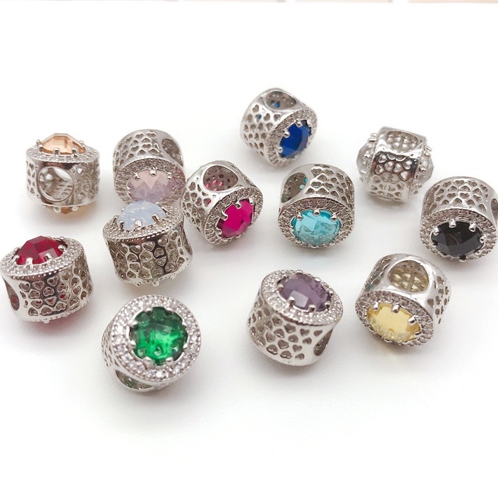 Charm Charmolet Tea - Đá mắt mèo đủ màu mạ điện cao cấp bạc Thái 2022 -