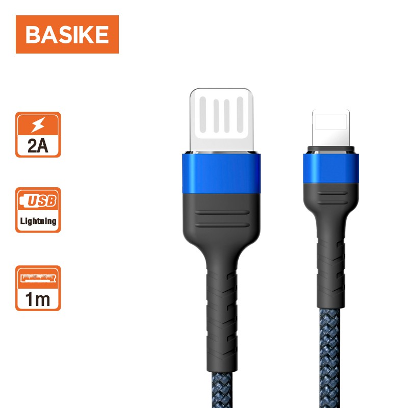 Dây Cáp Sạc BASIKE Truyền Dữ Liệu USB-A Sang Lightning/Micro-USB 2A Chất Lượng Cao