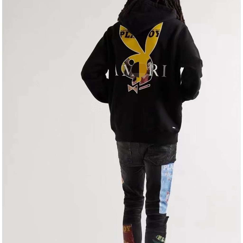 Áo Hoodie In Hình Thỏ Trắng Và Chữ Cái Phong Cách Đường Phố