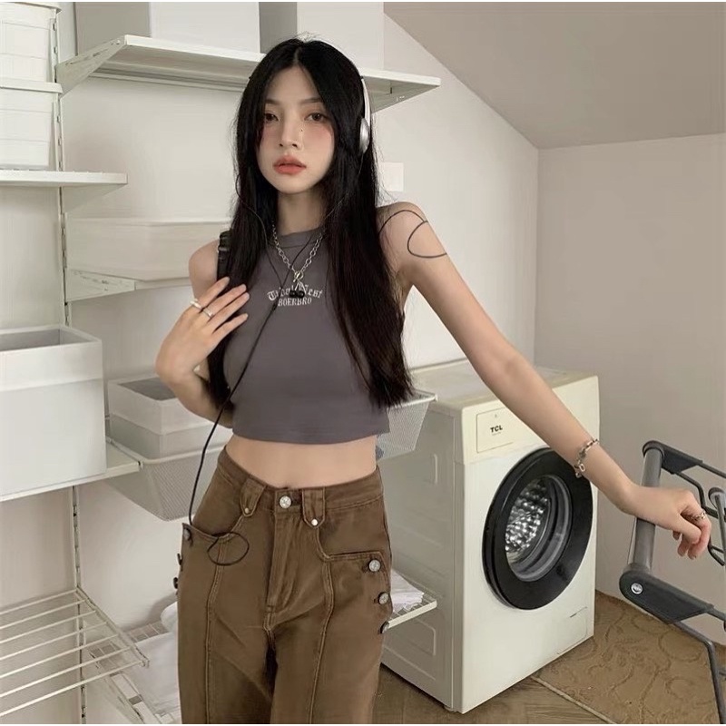 Áo ba lỗ thêu chữ