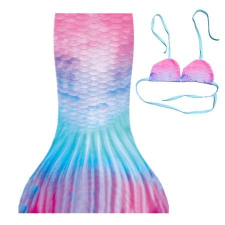 Bộ Đồ Bơi 2 Mảnh Áo + Chân Váy Đuôi Nàng Tiên Cá Họa Tiết Dải Ngân Hà Dành Cho Bé Gái