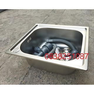 Chậu rửa chén inox 1 ngăn,kt 42x37 kèm bộ xã