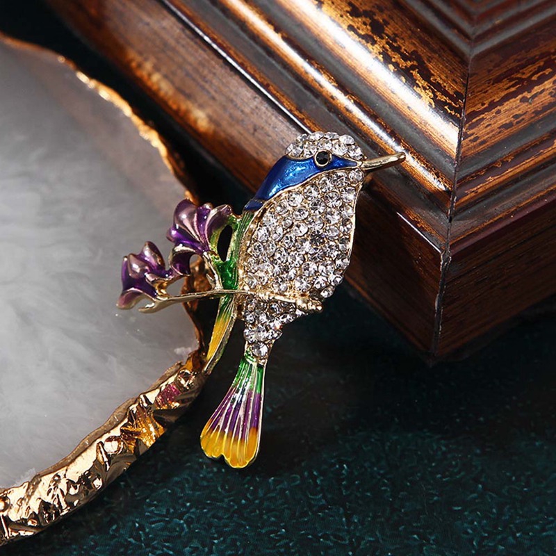 Magpie Rose Branch Flower Bird Brooch Pin Rhinestones Clothing Jewelry NEW Fashion