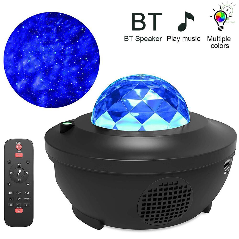 [A&M]LED Star Projection Lamp Sound Activated Music Starry Projector Light RGBW Stage Lighting Lamp BT Music Speaker Night Light Christmas KTV Party Lights with Remote Control