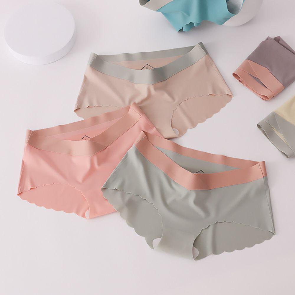 Quần Lót Lụa Lạnh Không Đường May Viền Xếp Nếp Gợi Cảm Thoáng Khí Cho Nữ