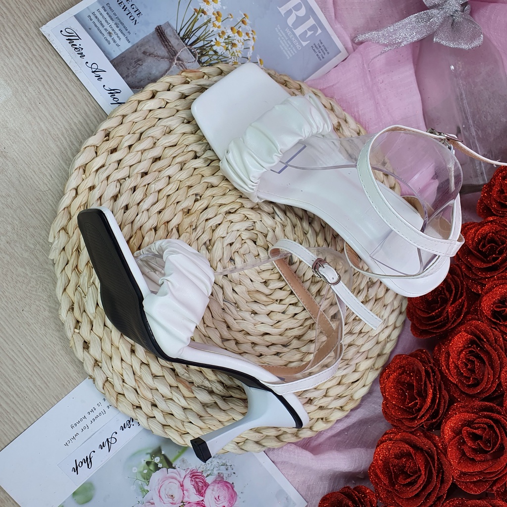 Giày cao gót nữ quai nhún 7 phân, giày cao gót bánh bèo hottrend Thiên An TA14
