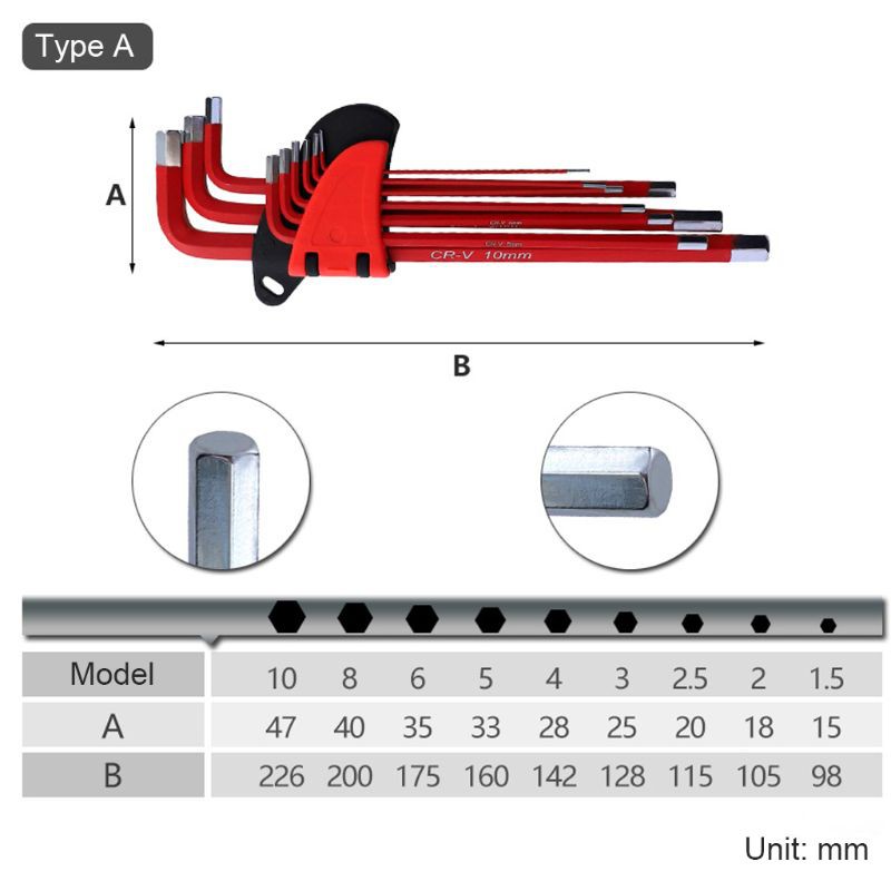 Bộ 9 Tuốc Nơ Vít Lục Giác Hình Chữ L