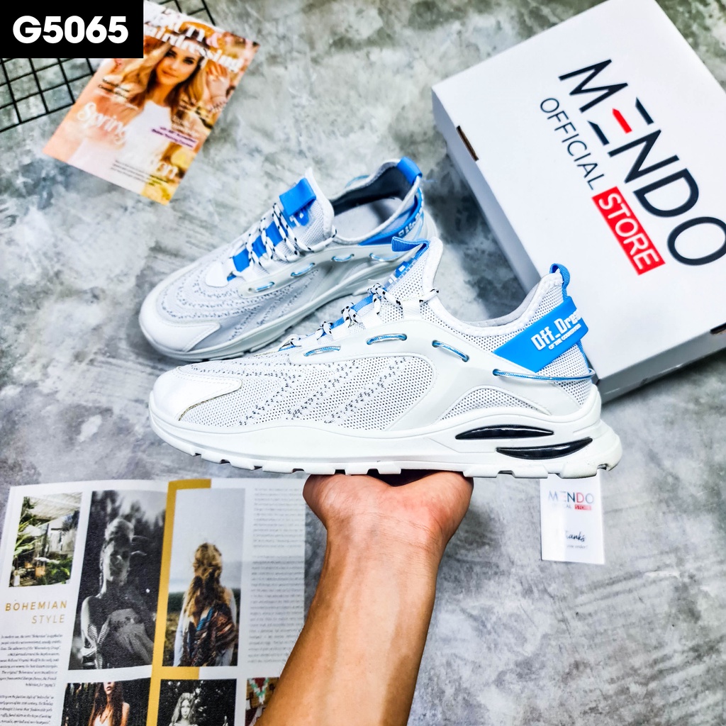 Giày Thể Thao Nam MENDO - Sneaker Màu Đen - Xanh - Trắng, Giày Chạy Bộ Thể Thao Phiên Bản Hàn Quốc-G5055