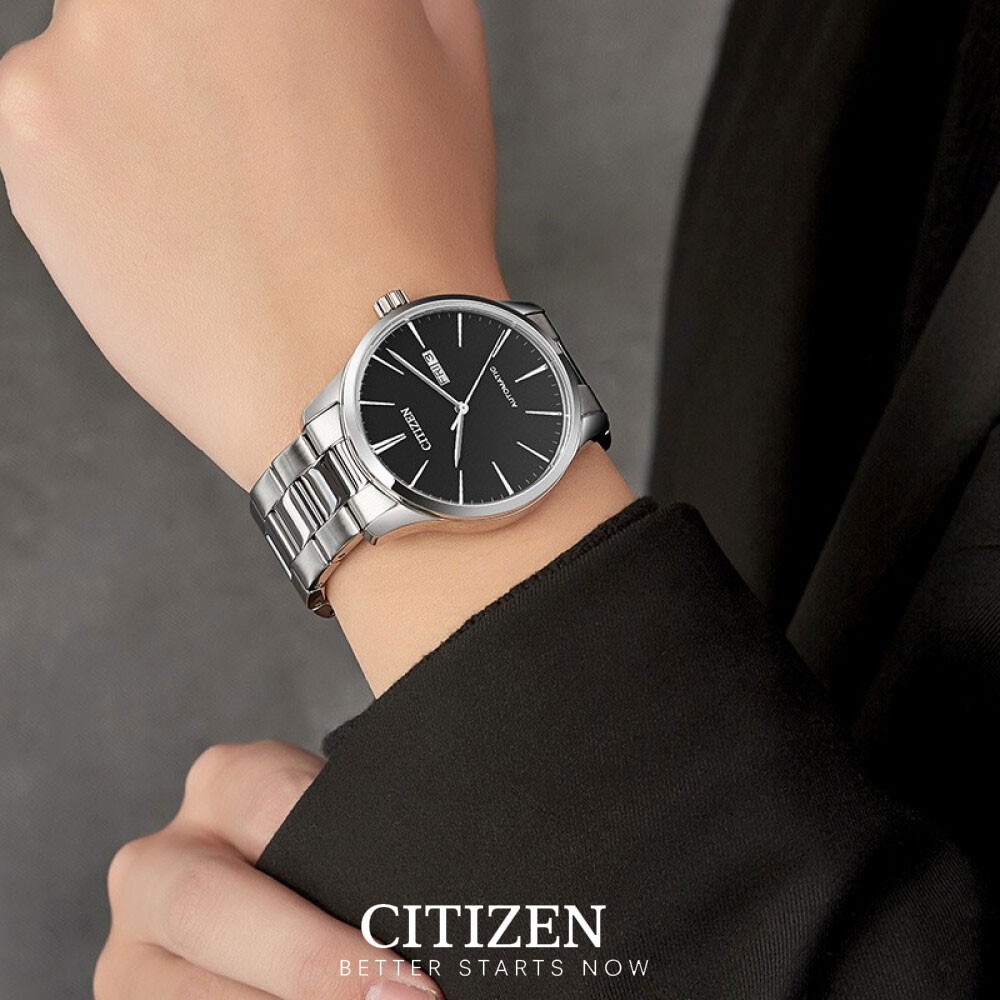 Đồng Hồ Citizen Nam Dây Kim Loại Máy Cơ-Automatic NH8350-83E - Mặt Đen (40mm)