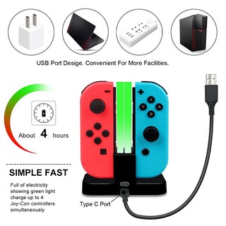 4-In-1 LED USB Charger Controller Charging Dock Station for Nintendo Switch