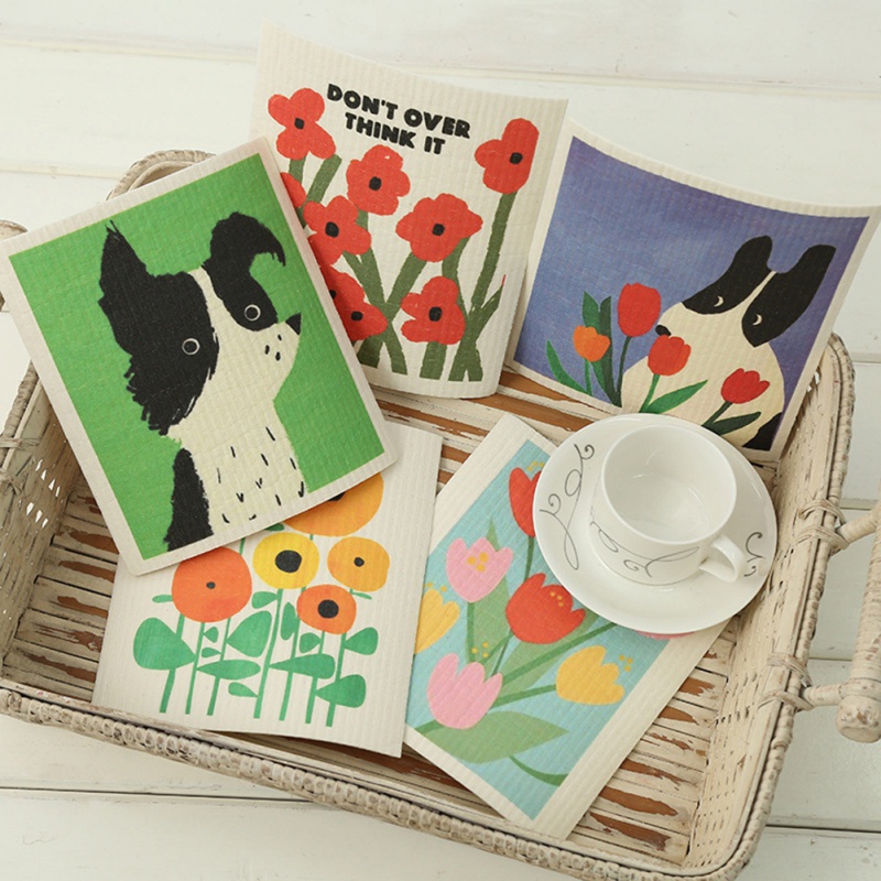 Khăn Cotton Dày Dặn Họa Tiết Hoạt Hình Có Thể Tái Sử Dụng