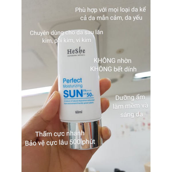 [Mã 55FMCGSALE1 giảm 10% đơn 250K] [Date 2023 mẫu mới] Kem chống nắng vật lý Heshe SPF 50++/PA+++ Hàn Quốc