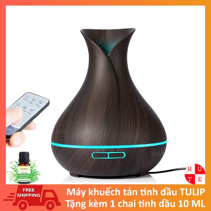 Máy Khuếch Tán Tinh Dầu Phun Sương Tạo Ẩm Tulip Tặng 1 Chai Tinh Dầu