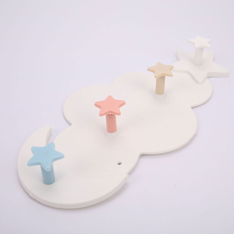[threegoodstonesgen 0609] Creative Star Moon Cloud Shape Nail-free Wall Clothes Hooks Kids Room Decorative