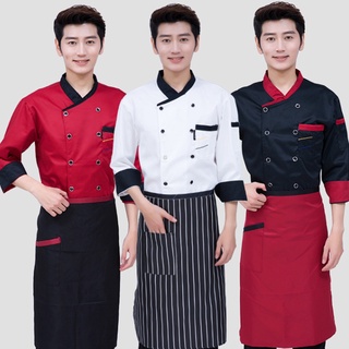 Đầu bếp đồng phục nam nữ tay dài nhà hàng quần áo nhà bếp cửa hàng bánh đồng phục cotton