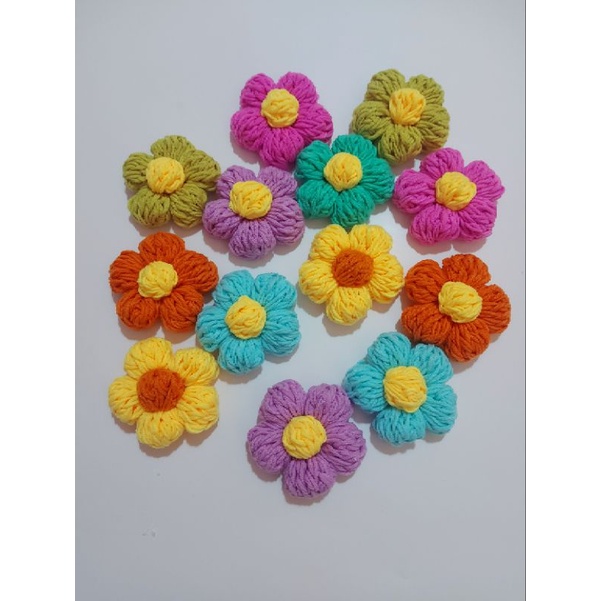 Hoa len size 8cm, pin cài hoa len