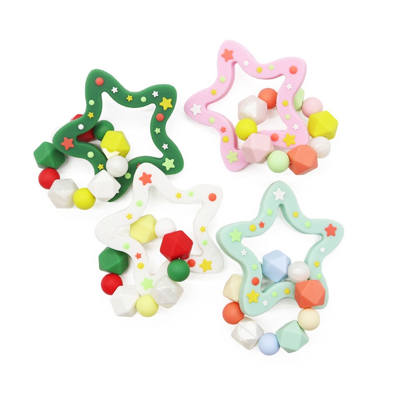Vòng Tay Đồ Chơi Ngậm Mọc Răng Bằng Silicone Cấp Thực Phẩm Hình Ngôi Sao Năm Cánh Dành Cho Bé