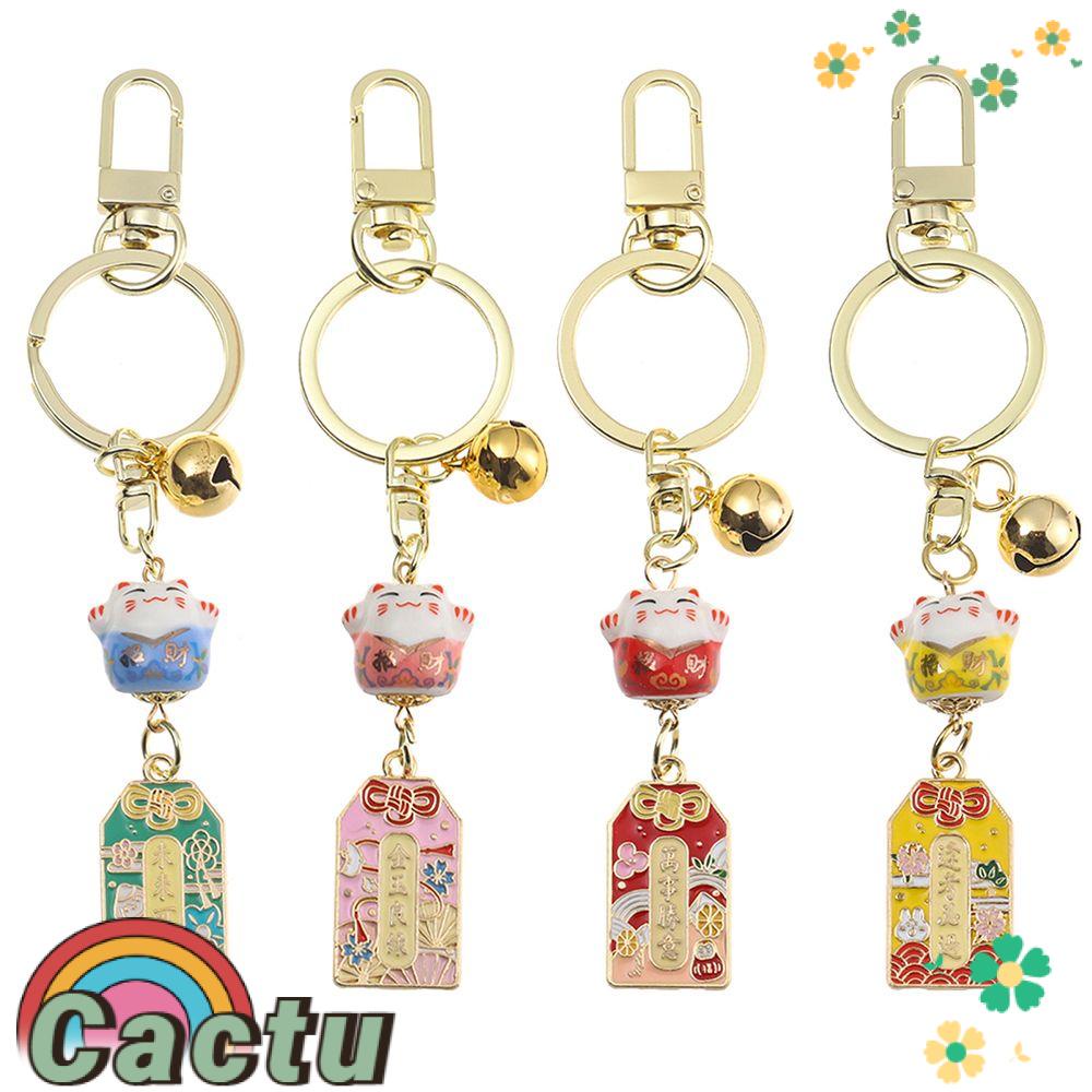 Móc Khóa Hình Mèo May Mắn Bằng Gốm Gắn Điện Thoại / Túi Xách / Tai Nghe