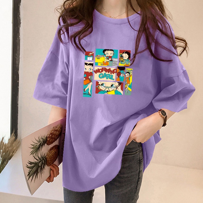 Áo thun NRVP tay ngắn cổ tròn dáng rộng thời trang Hàn Quốc cho nữ