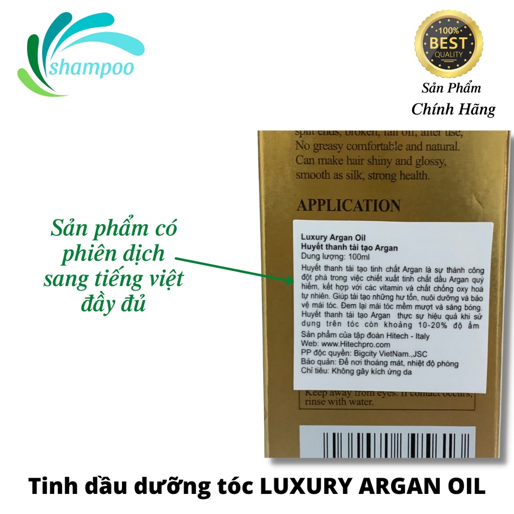 Tinh dầu dưỡng tóc LUXURY ARGAN OIL 100ml khắc phục hư tổn bóng mượt tóc phục hồi tóc