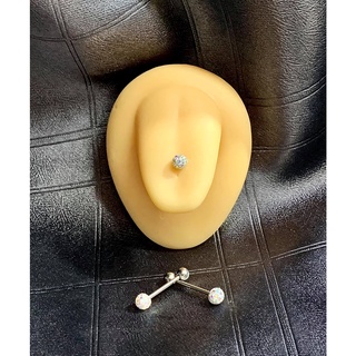 Khuyên lưỡi đá bọc trắng 7 màu - khuyên thép 316l