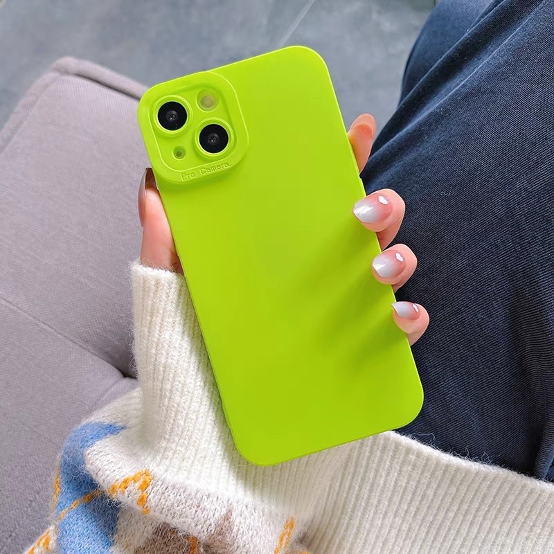 Ốp lưng ip pro camera màu xanh neon chống bẩn viền vuông dành cho ip