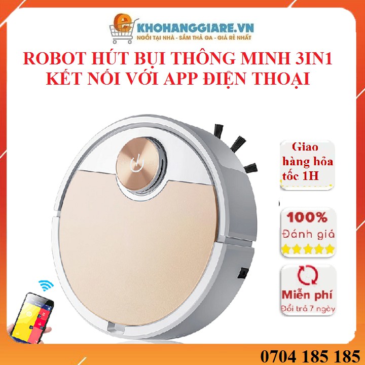 Robot hút bụi lau nhà quét nhà tự động 3in1 bản nâng cấp điều khiển qua app điện thoại model ES 350