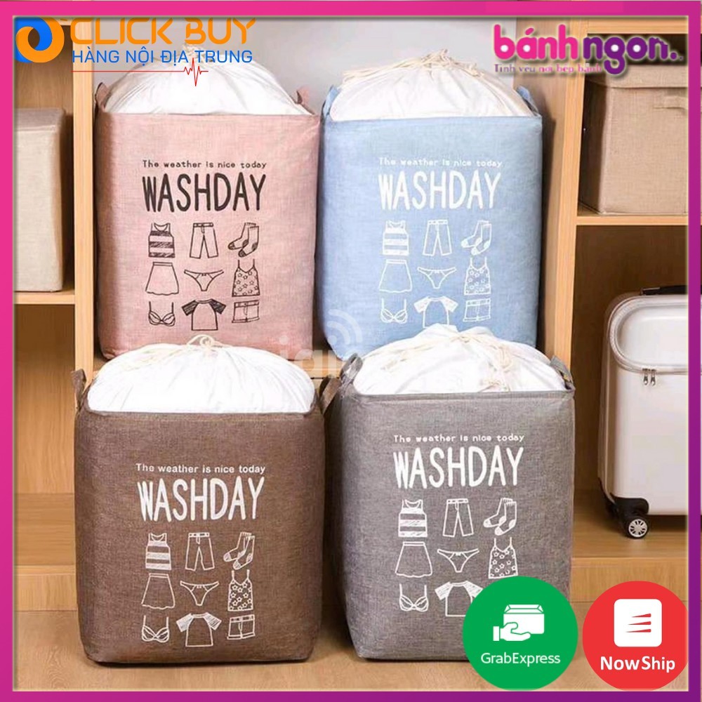 ĐƯỢC CHỌN MÀU  Túi đựng Chăn Màn Quần áo 75 Lít Washday - Giỏ Đựng Đồ Vải Siêu Lớn Xếp Gọn