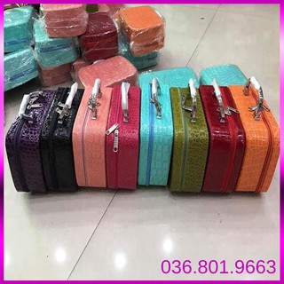 Cốp đựng đồ trang điểm dễ thương giả vân cá sấu