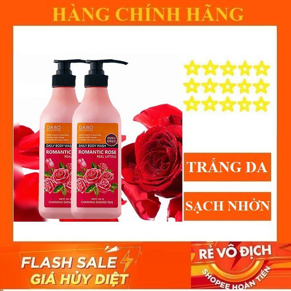 [ Chính Hãng ] Sữa Tắm Hoa Hồng Dưỡng Ẩm, Trắng Da Cao Cấp Hàn Quốc DABO 750ml