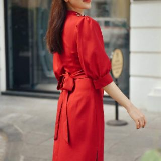 Đầm đỏ có khóa cho con ti