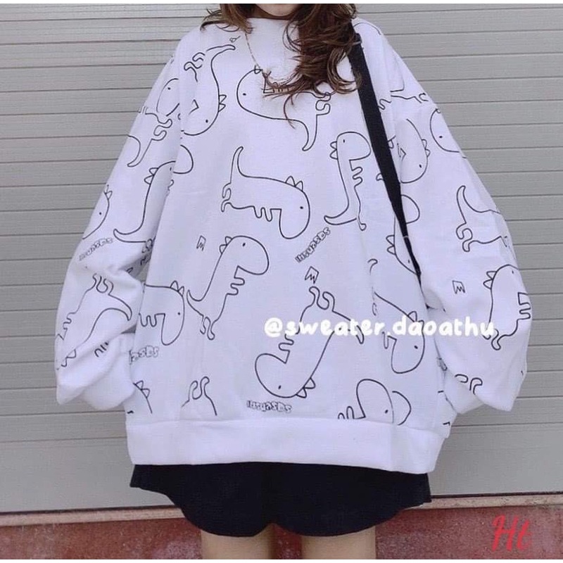 [Mã FAMARAL1 giảm 10K đơn 50K] Áo Sweater khủng long toàn thân