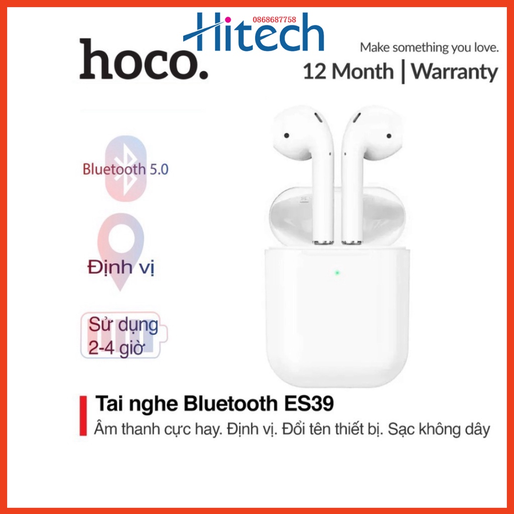Tai nghe Bluetooth 5.0 Hoco ES39 hỗ trợ sạc không dây, đổi tên thiết bị và định vị từ xa thiết kế đẹp - BH 06 thángg