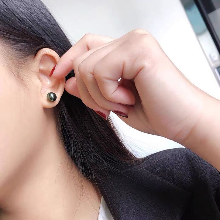 Tahiti Khuyên Tai Tròn Đính Ngọc Trai Đen / Xanh Lá / Chim Công Cơ Bản Dễ Phối Đồ Phong Cách Cơ Bản