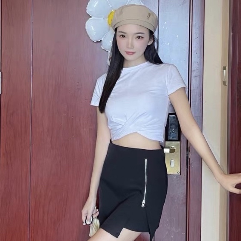 Áo croptop xoắn eo gợi cảm, Áo tập gym, yoga siêu thấm hút - DOLCE