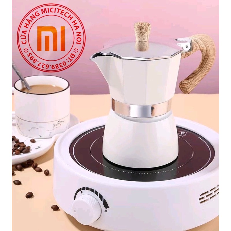 Ấm pha cà phê Moka Express Bình pha cà phê kiểu Ý Màu be sữa