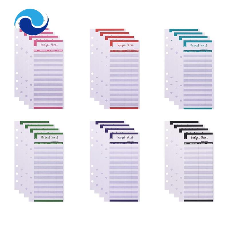 Bộ 24 tờ giấy theo dõi ngân sách có lỗ chuyên dùng cho sổ binder lên kế hoạch khổ A6
