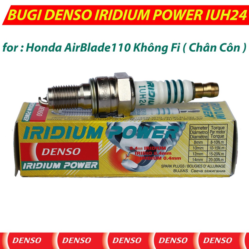 Bugi IUH24 ( Chân Côn ) Honda AirBlade110 Không Fi - DENSO IRIDIUM POWER