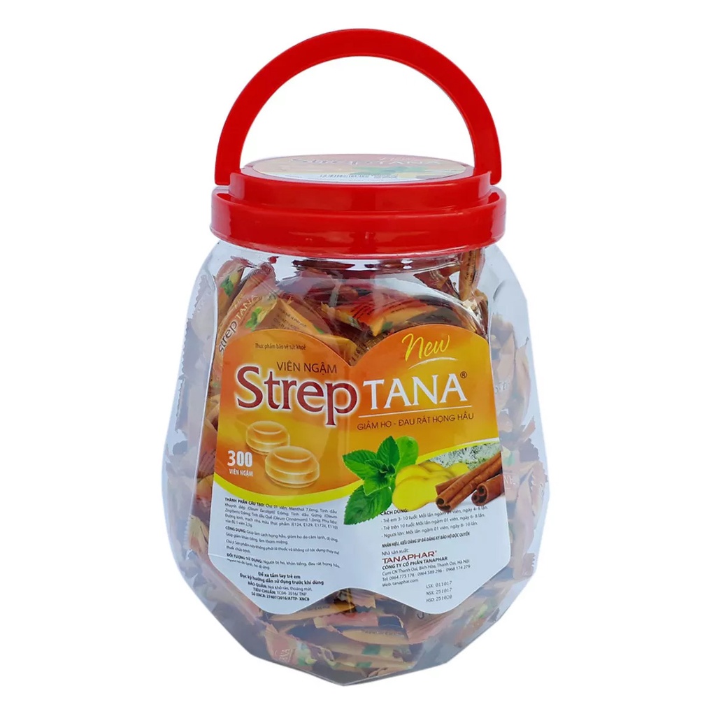 Viên ngậm ho Streptana - Kẹo ngậm ho (Lọ 300 viên)