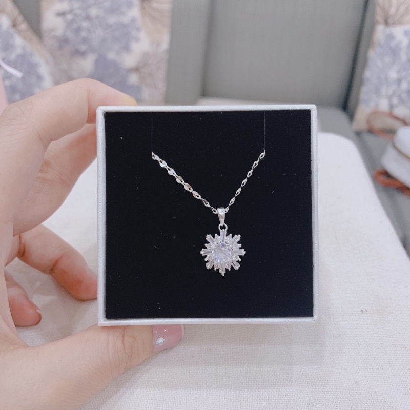Dây chuyền Bạc hoa tuyết đính đá, Vòng cổ Bạc nữ bông tuyết gắn đá cao cấp TUNASILVER, 𝐂𝐚𝐦 𝐤𝐞̂́𝐭 𝐜𝐡𝐮𝐚̂̉𝐧 𝐁𝐚̣𝐜
