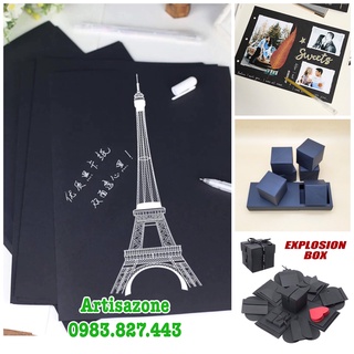 Giấy Scrapbook đen (kích thước 39cm x 54cm - định lượng 300gsm) - Set 05 tờ