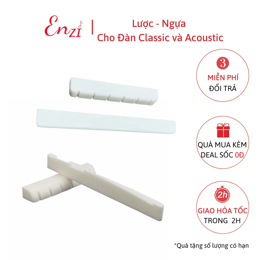 Lược và Ngựa đàn guitar acoustic, classic chất liệu nhựa và xương bò Enzi