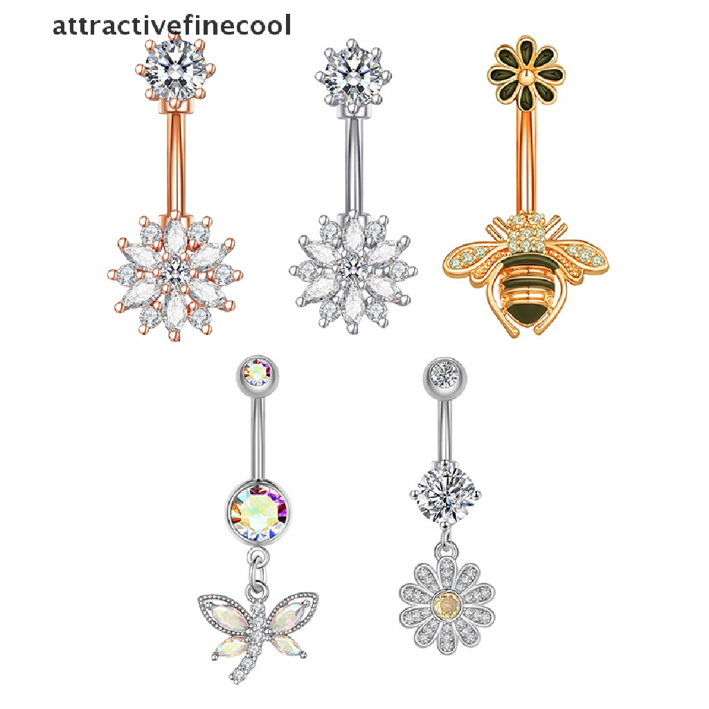 Khuyên RốN HìNh Con Ong ĐíNh Đá BằNg ThéP Y Tế