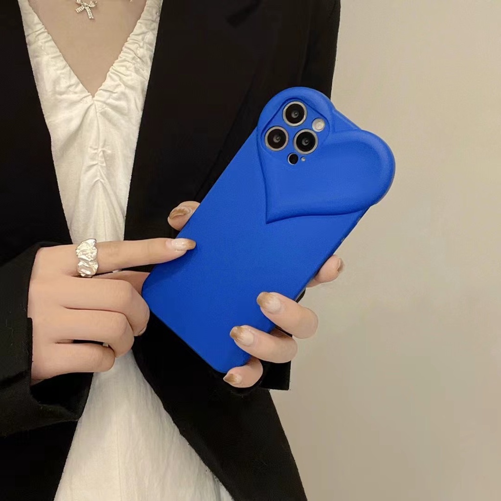 Ốp điện thoại TPU mềm hình trái tim màu xanh dương cho iPhone X XS XR XS MAX 7 Plus 8 Plus 11 11 Pro 11 Pro Max 12 13 Pro 12 Pro Max