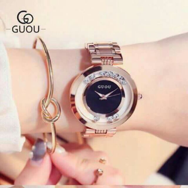 Đồng hồ nữ Guou chính hãng dây kim loại size 36mm
