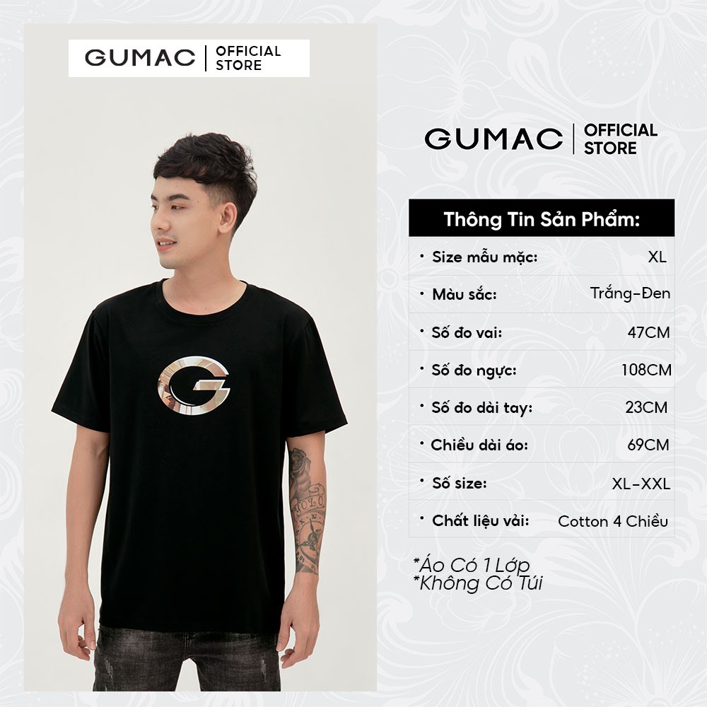 [Mã MABR07062 giảm 8% tối đa 50K đơn từ 249K] Áo thun nam in chữ G GUMAC phong cách basic, năng động ABB379